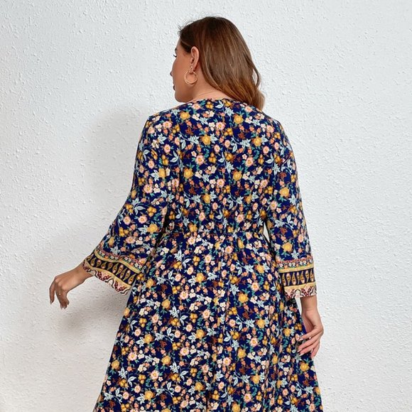 Melo Apparel Plus Size Bohemian Round Neck Maxi Dress - Picture 5 of 8